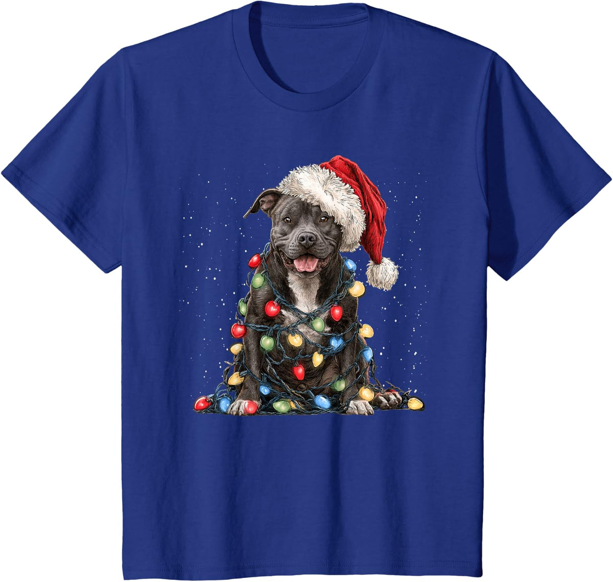 Funny Pitbull Dog Tree Christmas Lights Xmas Men Women T-Shirt - Royal Blue