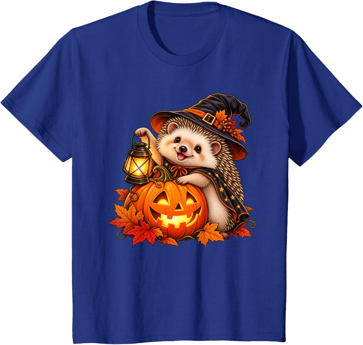 Cute Hedgehog Jack O Lantern Pumpkin Halloween T-Shirt - Royal Blue