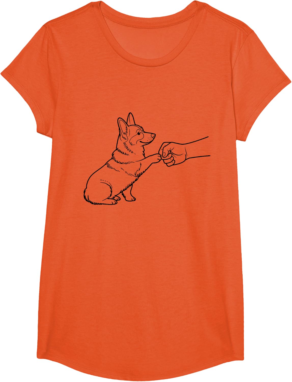 Corgi Fist Bump Paw Print Cute Dog Lover T-Shirt - Girls Orange