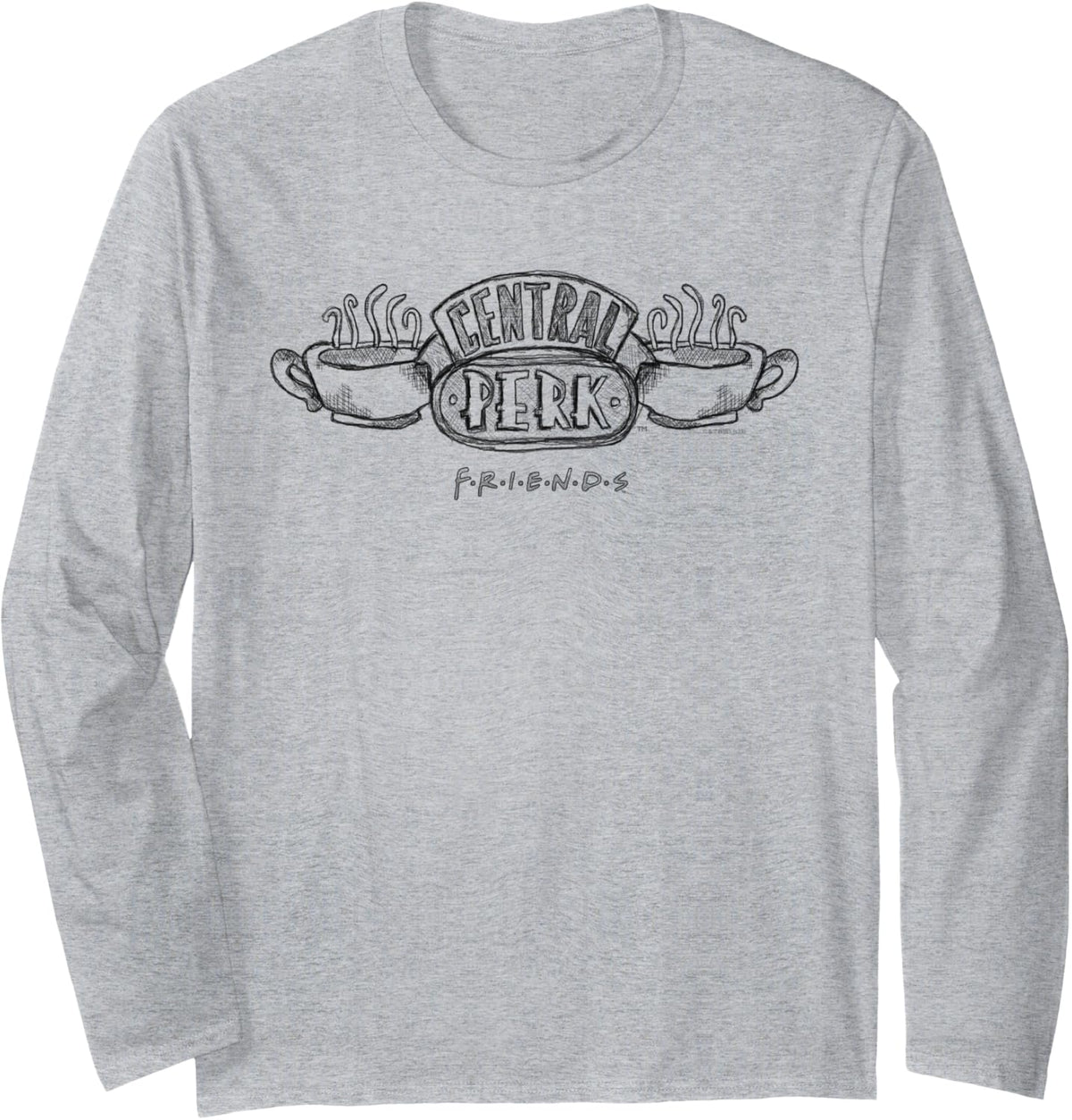 Central Perk Logo Long Sleeve T-Shirt - Adult Unisex Heather Grey