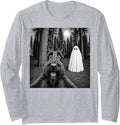 Spooky Scottish Terrier Selfie Ghost Halloween Scottie Dog Long Sleeve T-Shirt - Adult Unisex Heather Grey