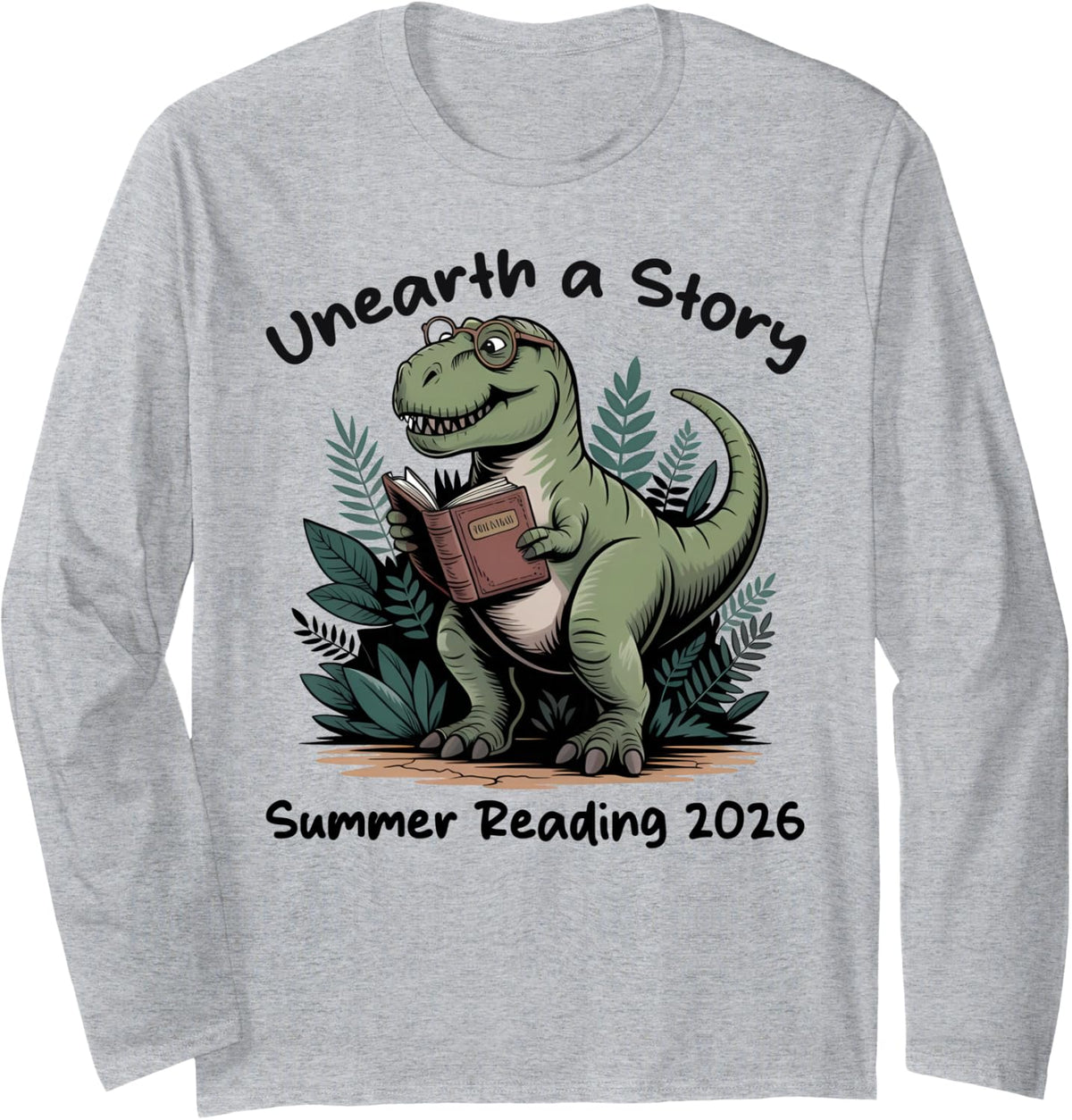 Unearth a Story Summer Reading 2026 Men Women Kids Long Sleeve T-Shirt - Adult Unisex Heather Grey