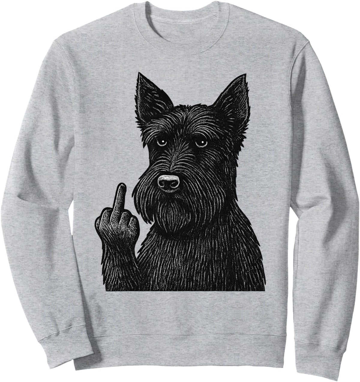 Scottish Terrier Middle Finger Sarcastic Dog Lover Sweatshirt - Adult Unisex Heather Grey