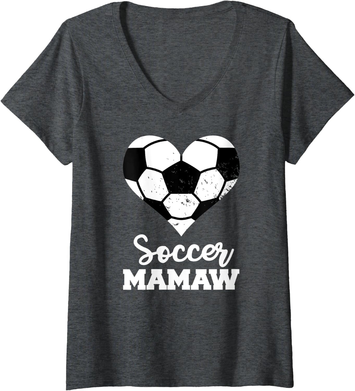 Womens Soccer Mamaw Funny Soccer Player Mamaw V-Neck T-Shirt - Dark Heather Grey