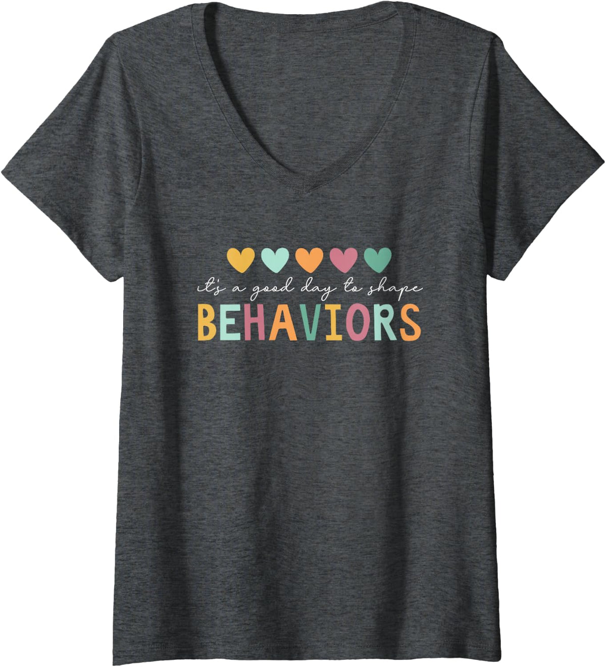 Womens It's A Good Day To Shape Behaviors V-Neck T-Shirt - Dark Heather Grey