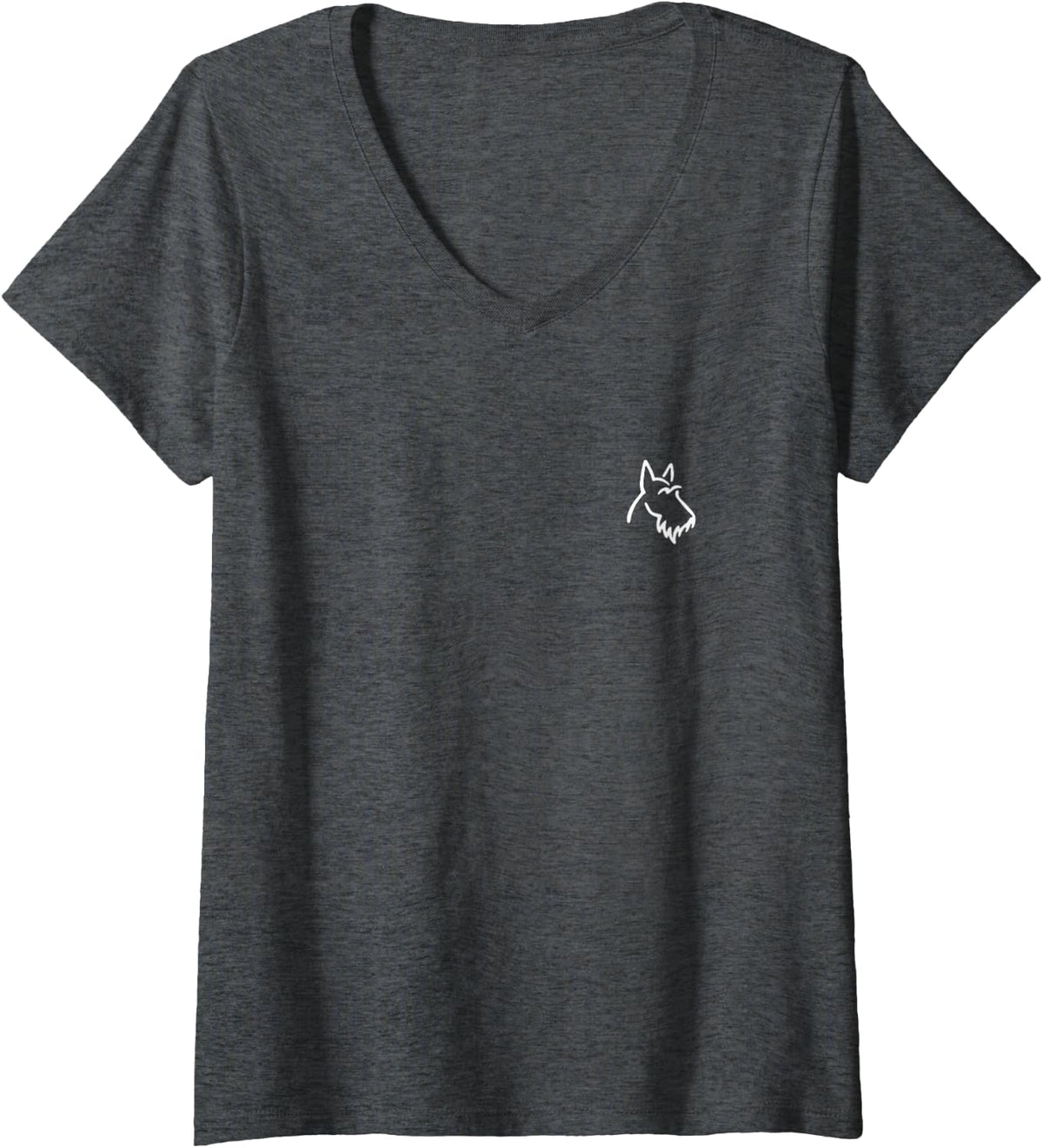 Women's Scottish Terrier Scottie Simple Minimalist Line Art V-Neck T-Shirt - Dark Heather Grey