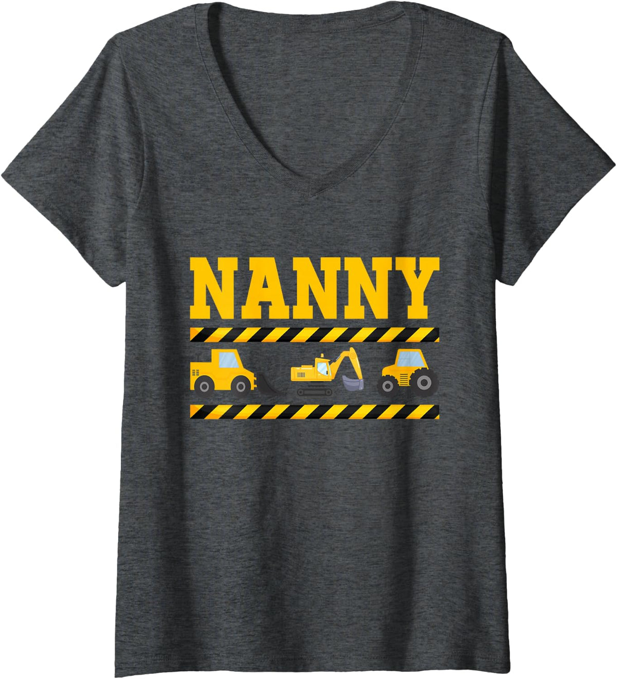 Women's Nanny Birthday Construction Crew Matching V-Neck T-Shirt - Dark Heather Grey