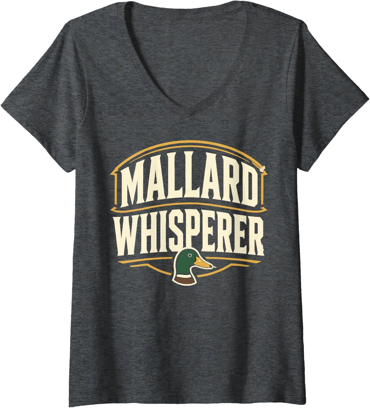 Women's Mallard Duck Hunter V-Neck T-Shirt - Dark Heather Grey