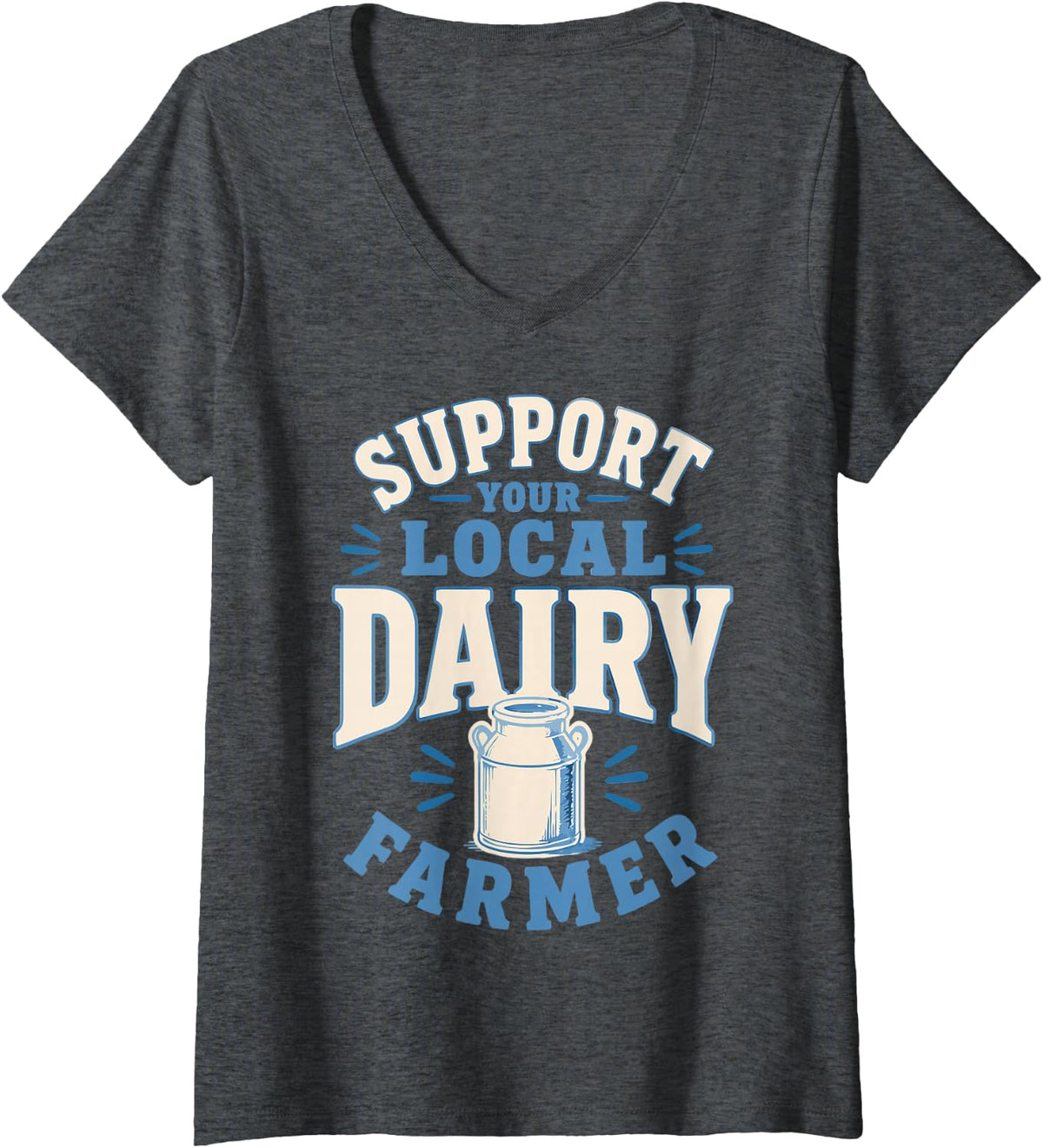 Women's Dairy Farmer Cow Farming Agriculture V-Neck T-Shirt - Dark Heather Grey