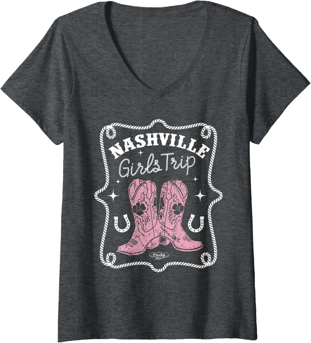 Women's Nashville Girls Trip Group Nashville Girls Trip V-Neck T-Shirt - Dark Heather Grey