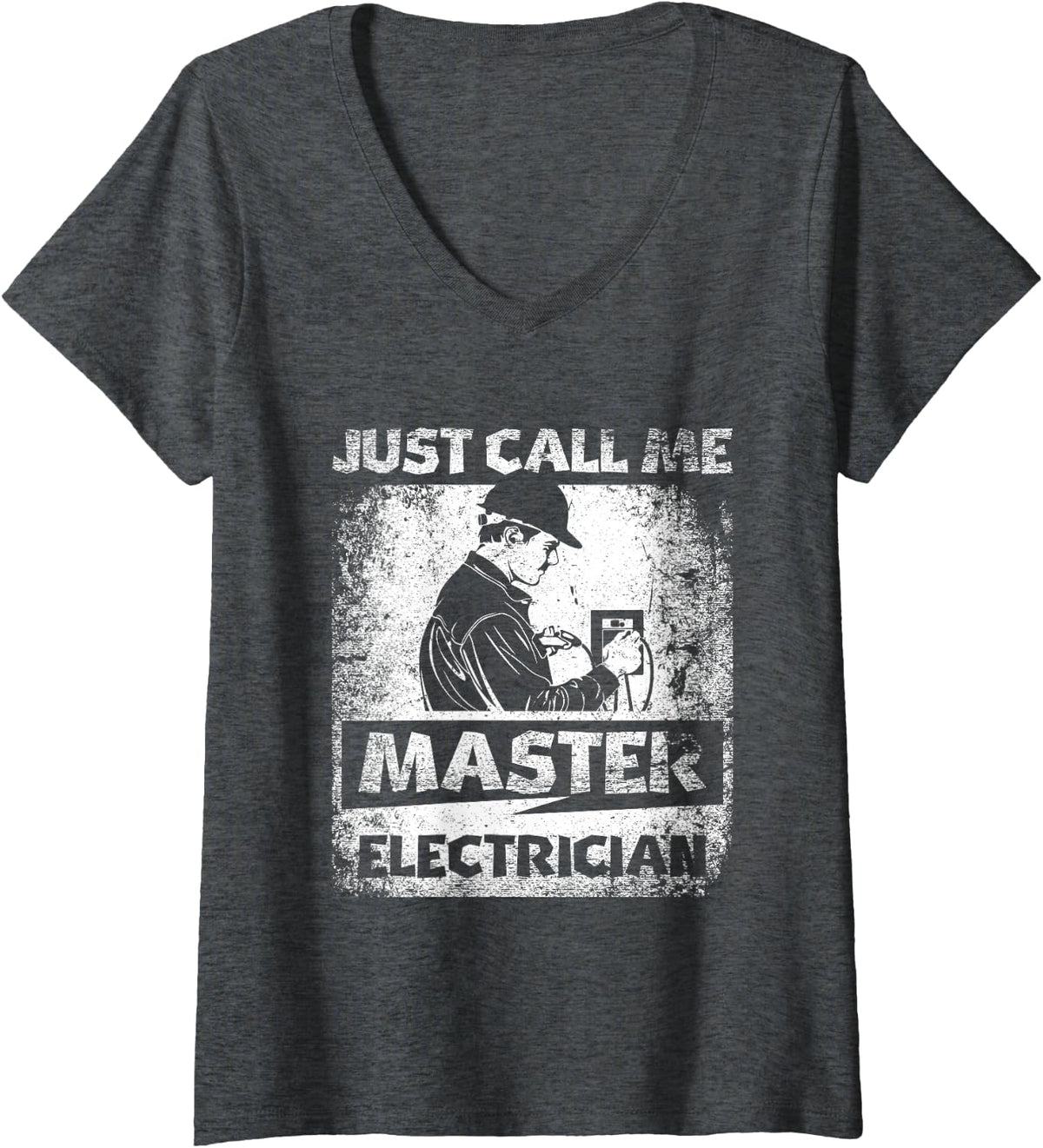 Women's Master Electrician Electrical Worker Wireman V-Neck T-Shirt - Dark Heather Grey