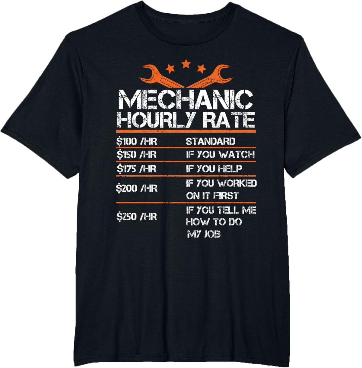 Funny Mechanic Hourly Rate If You Tell Me How To Do My Job T-Shirt - Black
