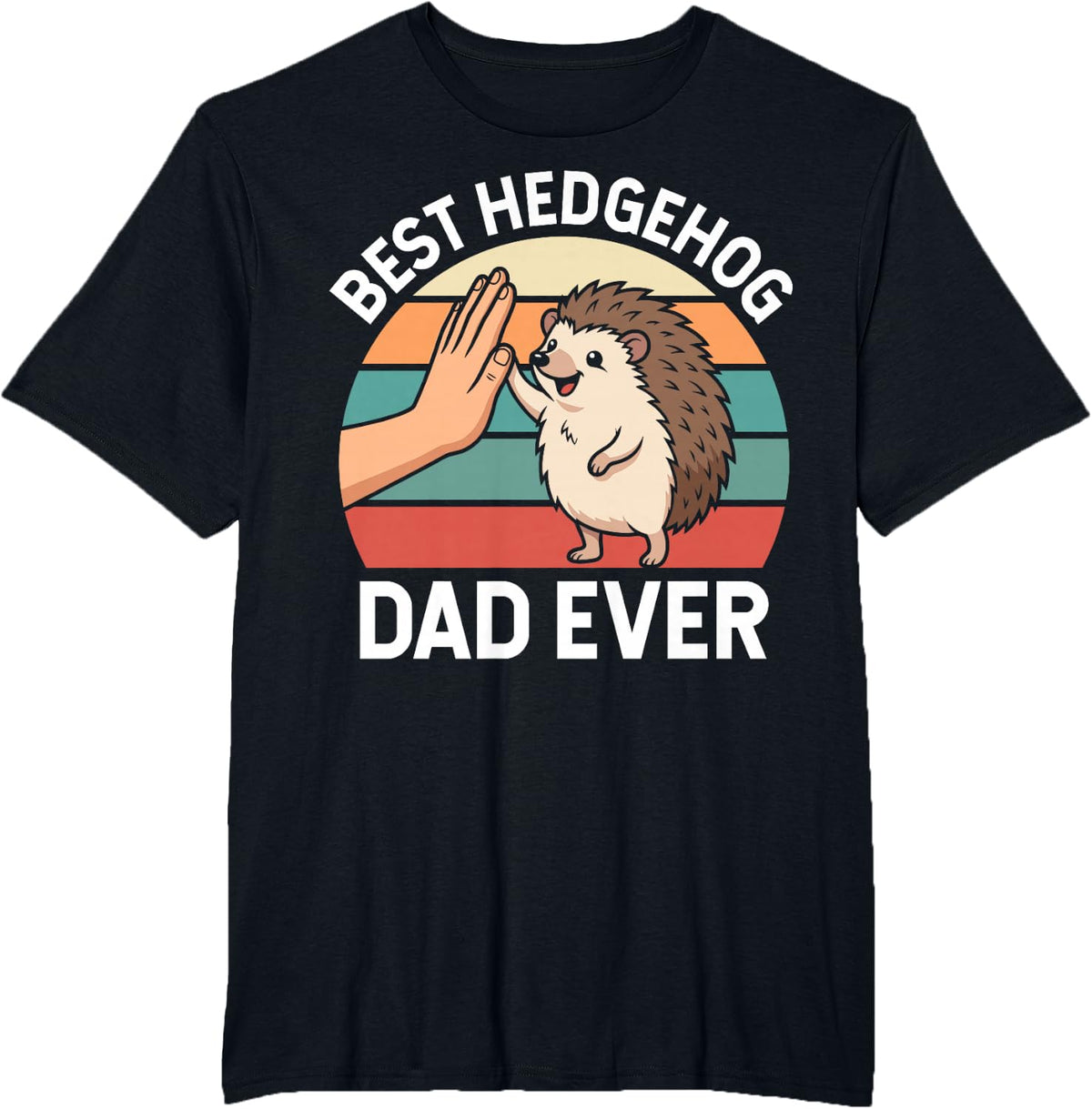 Retro Sunset Best Hedgehog Dad Ever T-Shirt - Black