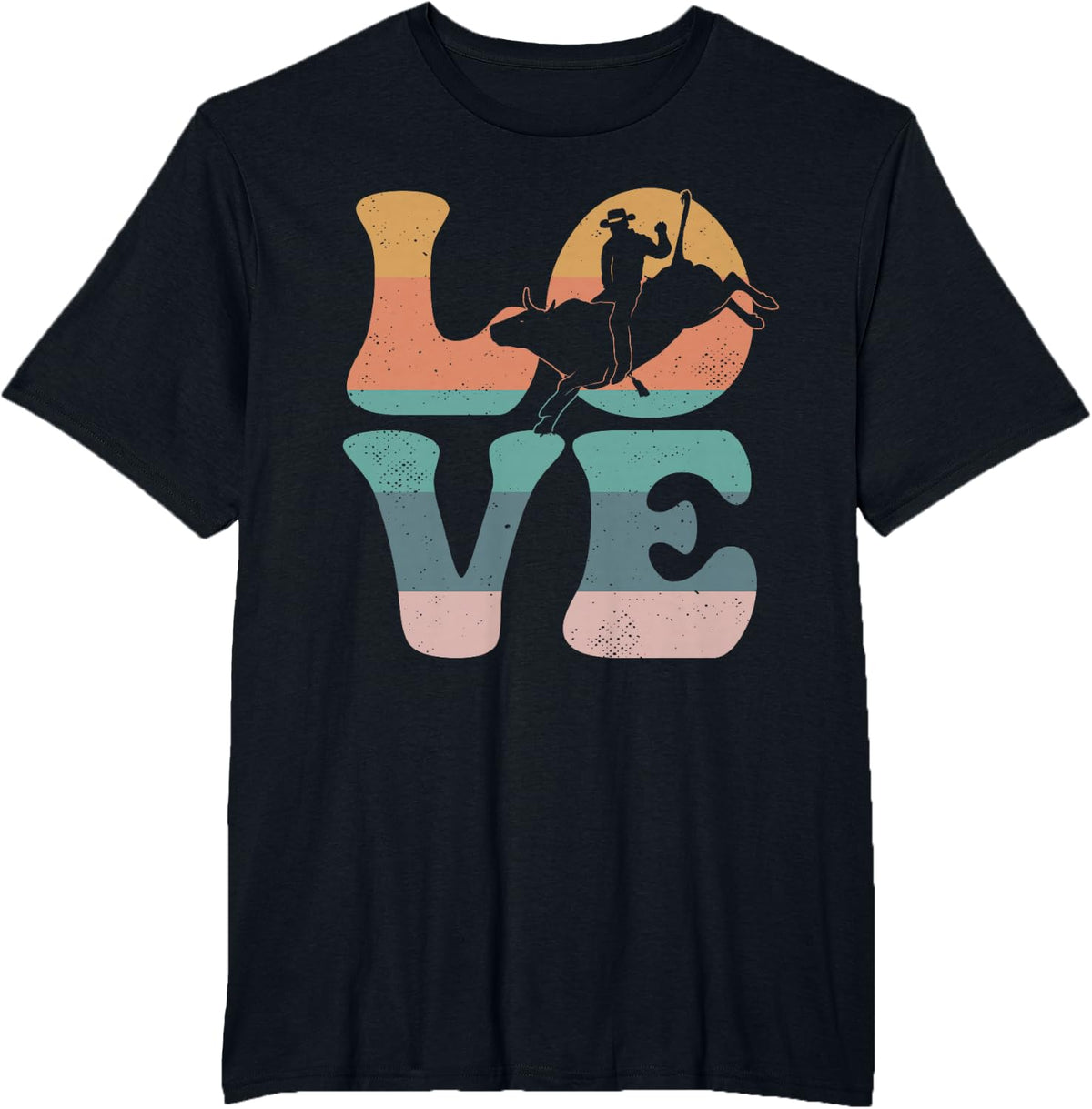 Bull Rider Bull Riding Love T-Shirt - Black