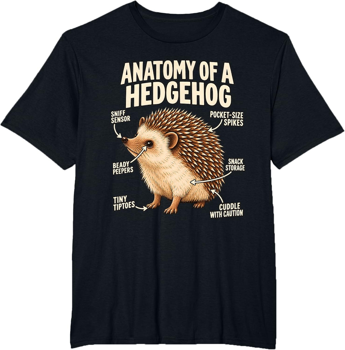 Funny Hedgehog Lover Anatomy of A Hedgehog T-Shirt - Black