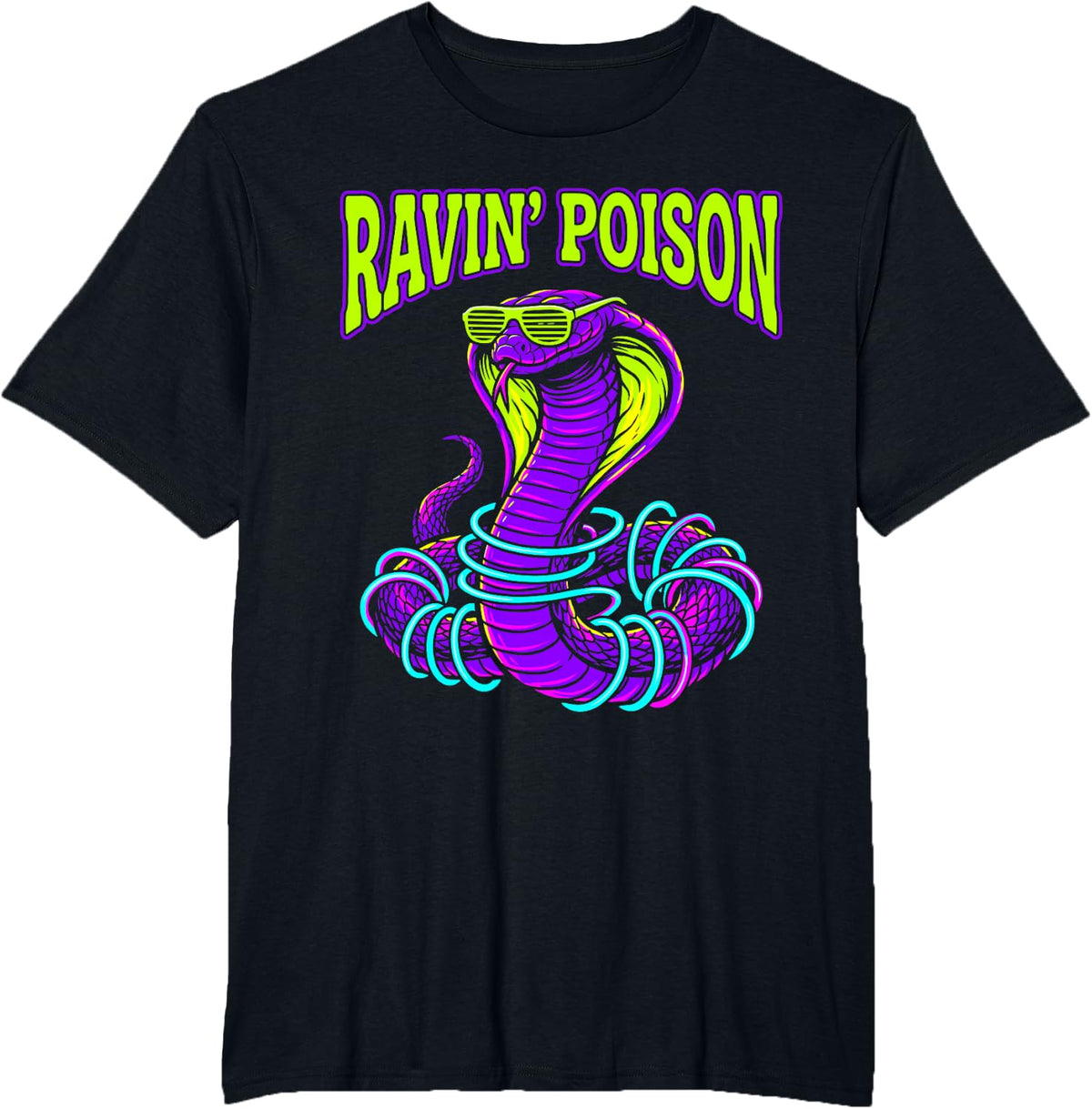 Halloween Rave Cobra Techno EDM Party T-Shirt - Black