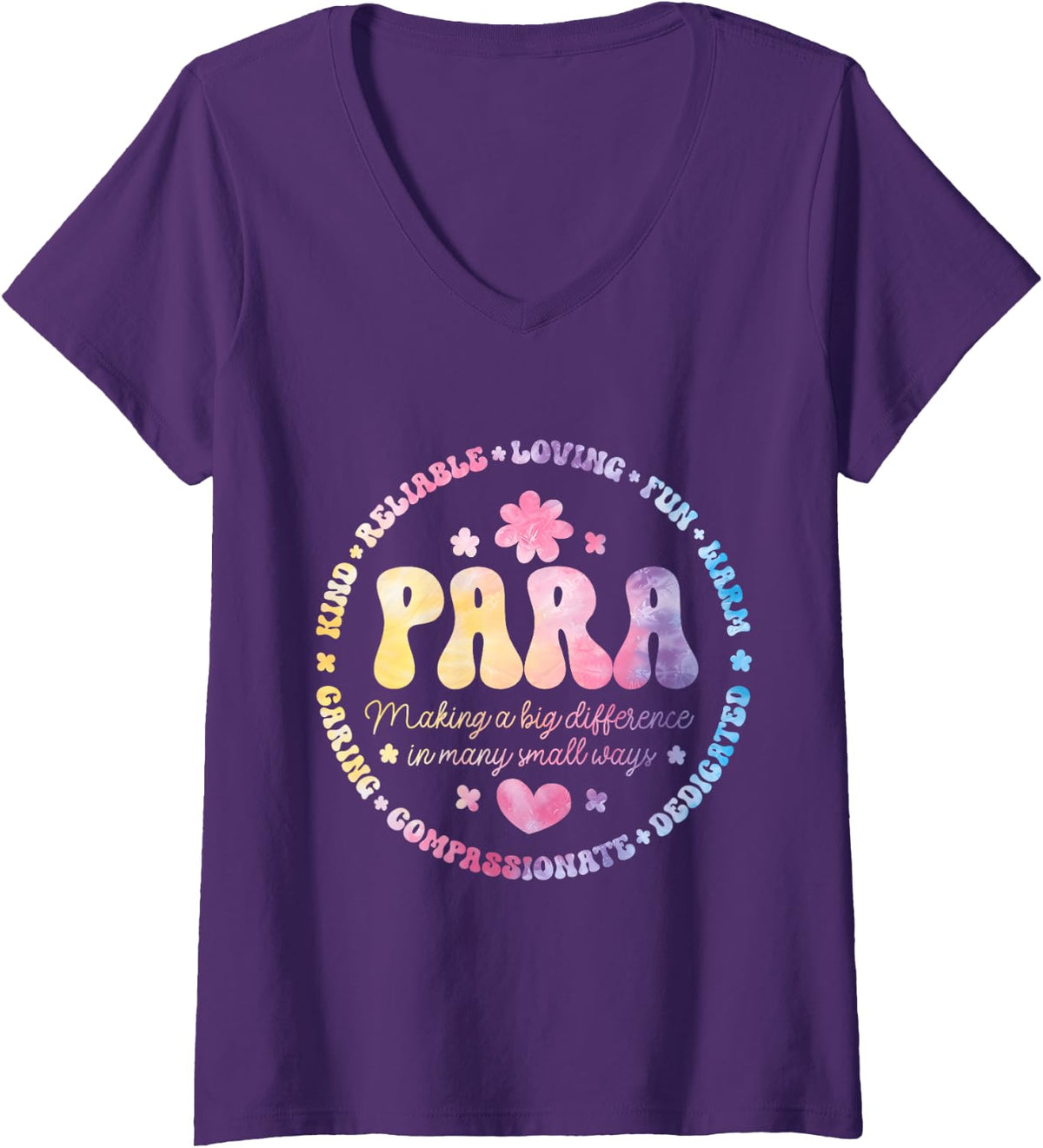 Women's Paras Make It Possible Paraprofessional Teacher Assistant V-Neck T-Shirt - Purple