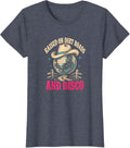 Raised on Dirt Roads and Disco Cowgirl Disco Ball Western T-Shirt - Heather Blue