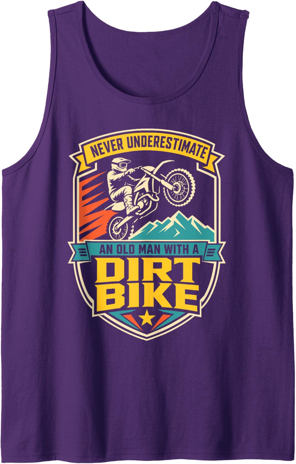 Men's Never Underestimate Old Man with A Dirt Bike Sleeveless Tank Top - Purple