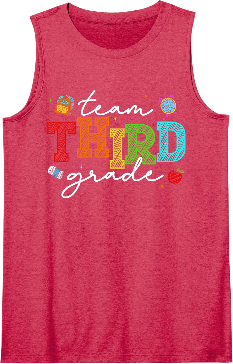 Back to School Team 3rd Third Grade Teacher Kids Sleeveless Tank Top - Red