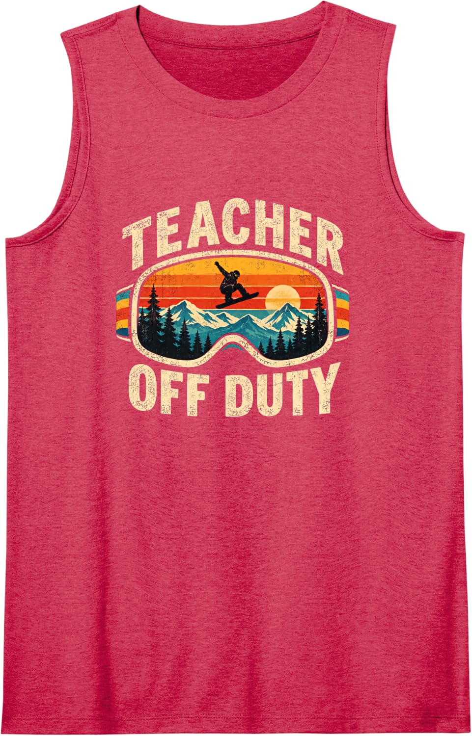 Teacher Off Duty Snowboarding Retro Winter Sports Sleeveless Tank Top - Red