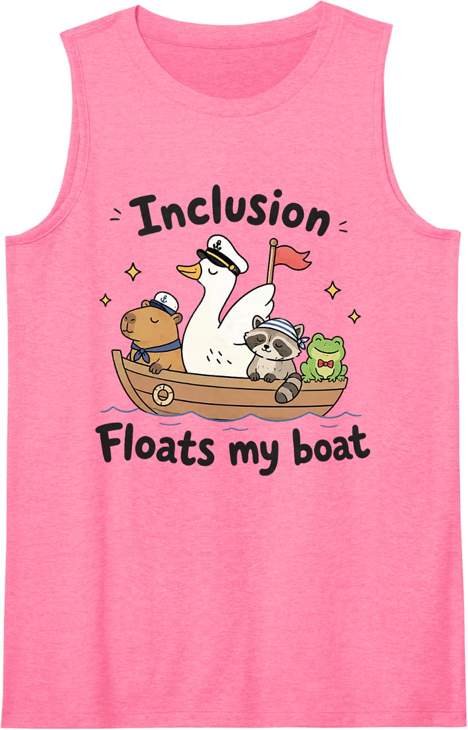 Autism Awareness Neurodiversity Inclusion Floats My Boat Sleeveless Tank Top - Pink