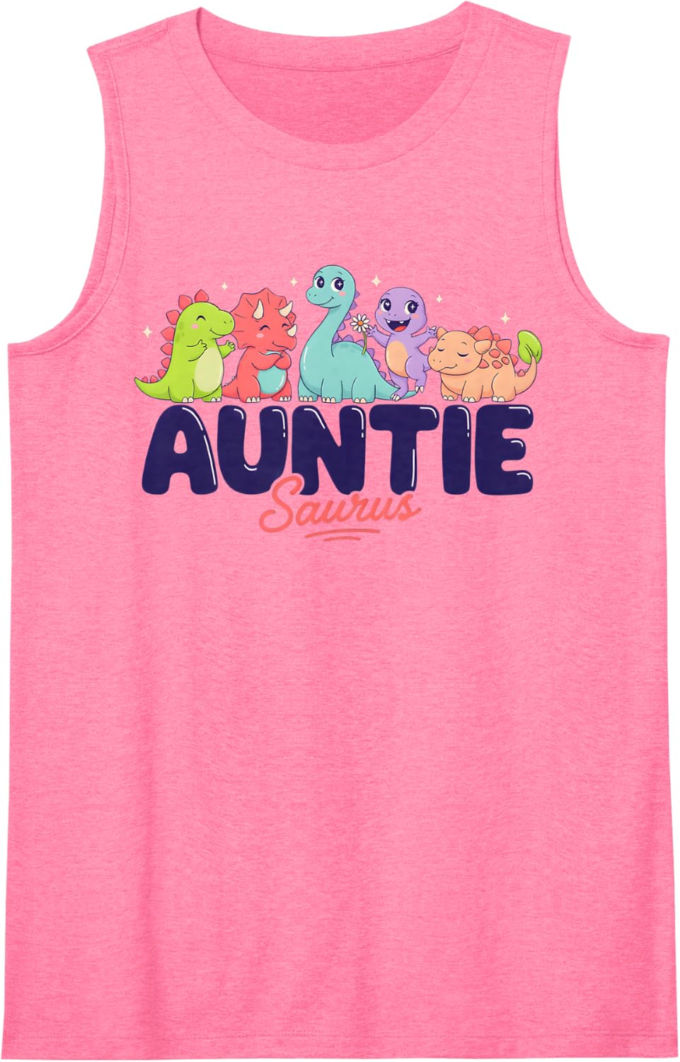 Auntiesaurus Cute Dinosaur Auntie Rex Design Sleeveless Tank Top - Pink