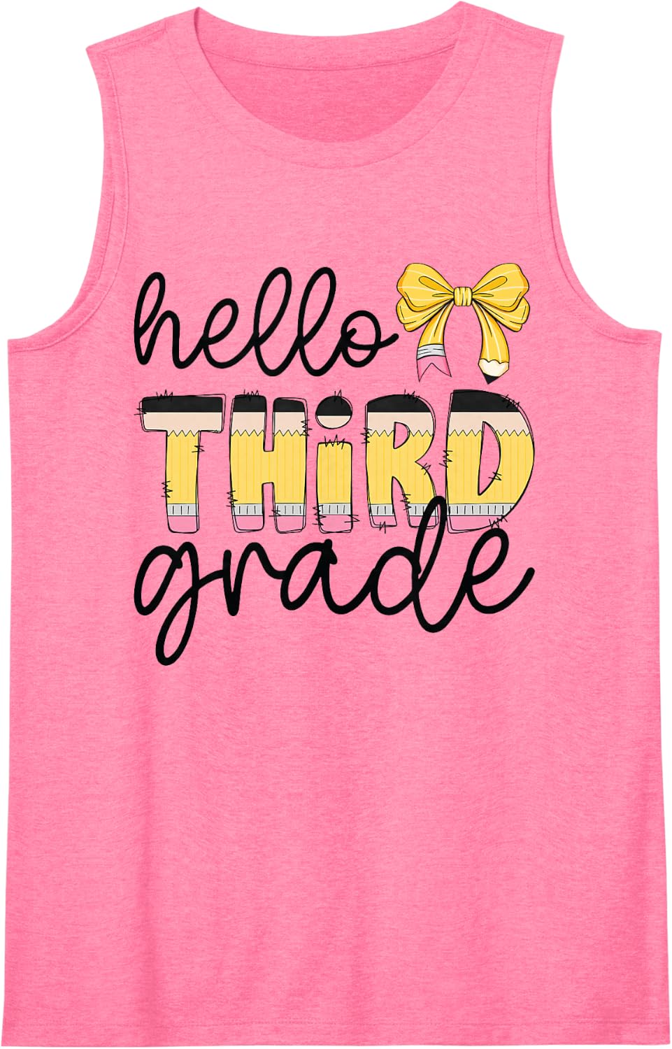 Hello Third Grade Back to School 3rd Grade Teacher Kids Sleeveless Tank Top - Pink