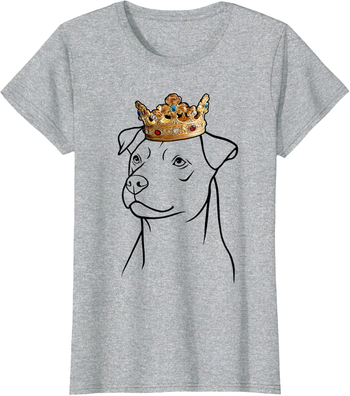 Patterdale Terrier Dog Wearing Crown T-Shirt - Heather Grey