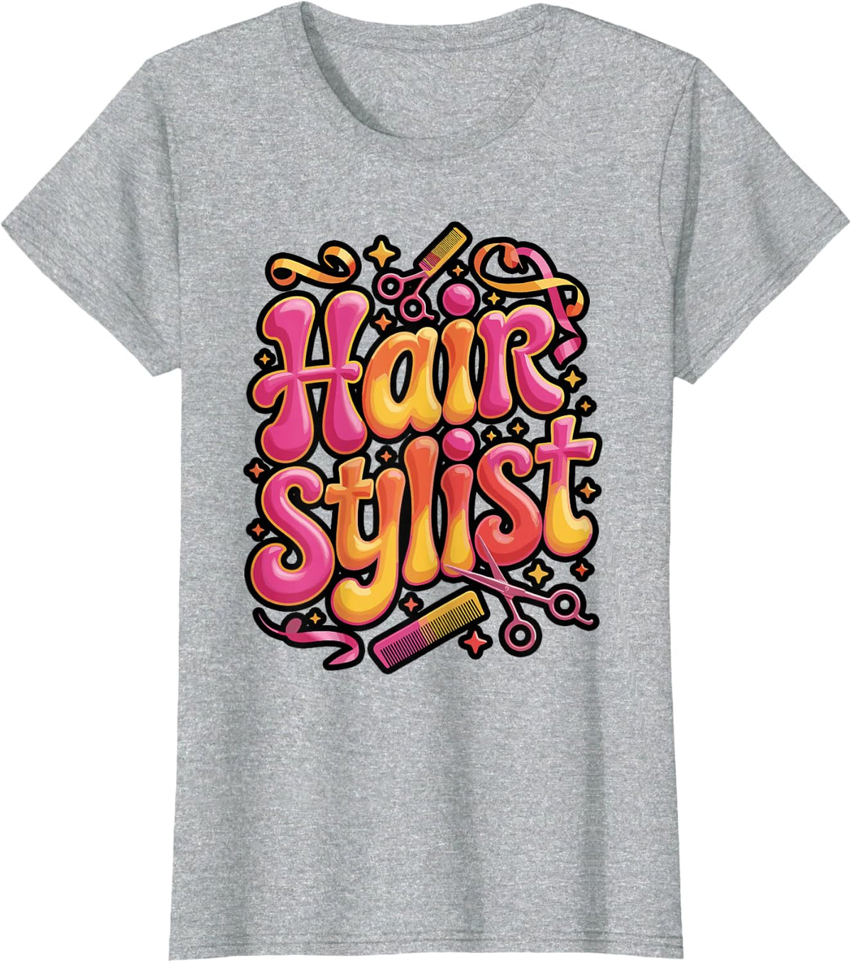 Hairstylist Tools Pink Ombre Design T-Shirt - Heather Grey
