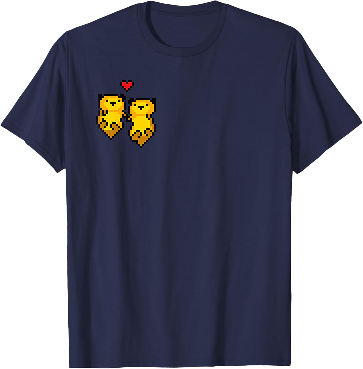Cute otters holding hands T-Shirt - Navy Blue