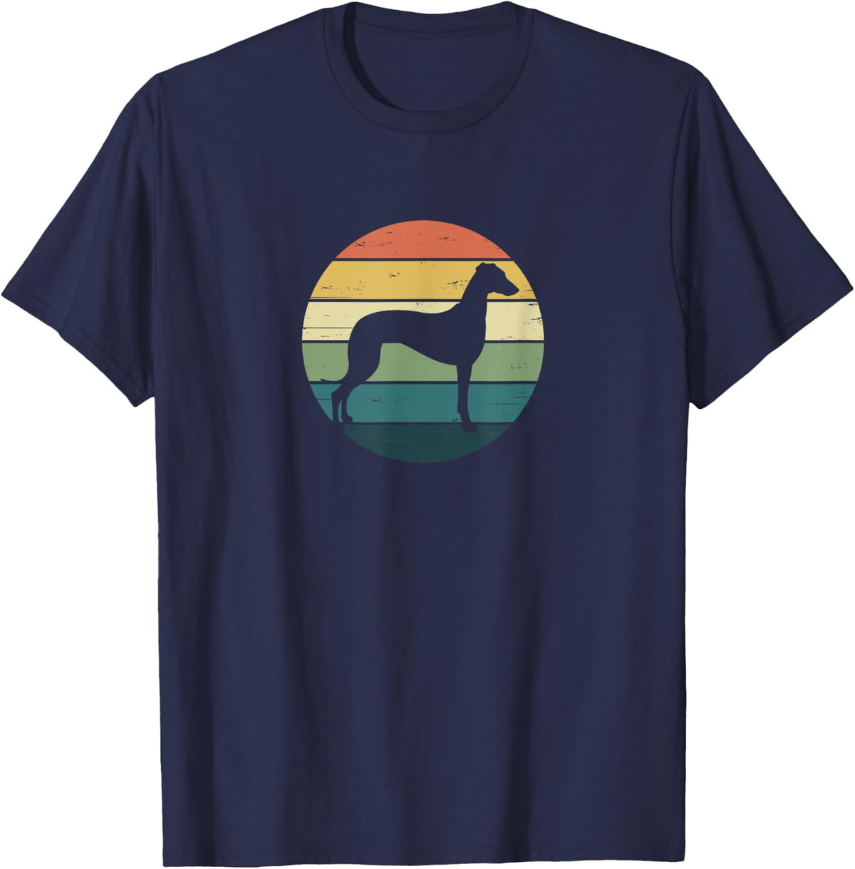 Retro Rainbow Sunset Greyhound Dog T-Shirt T-Shirt - Navy Blue