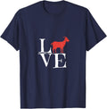 I Love Goats With Red Goat T-Shirt - Navy Blue