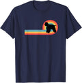 American Cocker Spaniel 70s Retro Rainbow Dog Pet Owner Cute T-Shirt - Navy Blue