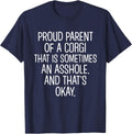 Proud Welsh Corgi Parent Dad and Mom Parody Dog breed Gift T-Shirt for Men Women - Navy Blue