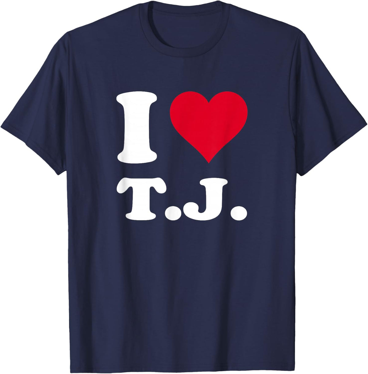 Red Heart I Love TJ T-Shirt - Navy Blue