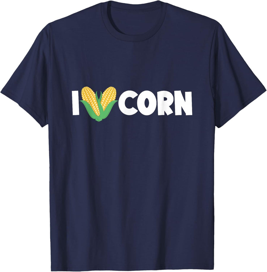 I Love Corn Funny Corn Lover Sweet Corn T-Shirt - Navy Blue