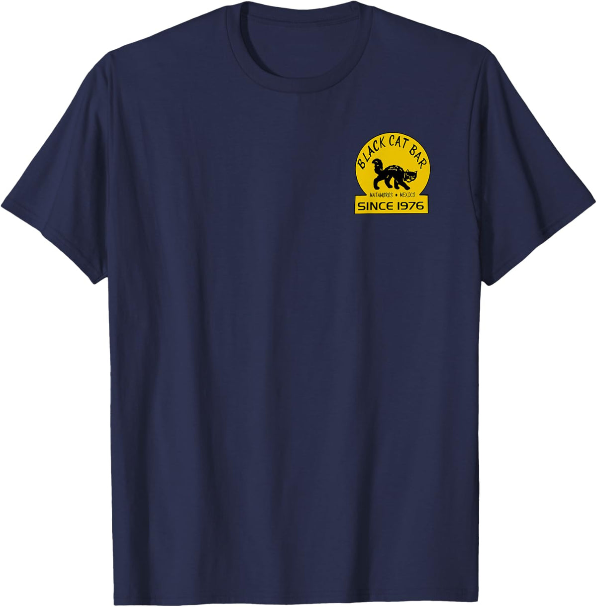 Front Pocket Logo ONLY Black Cat Bar “Black Cat’s” T-Shirt - Navy Blue