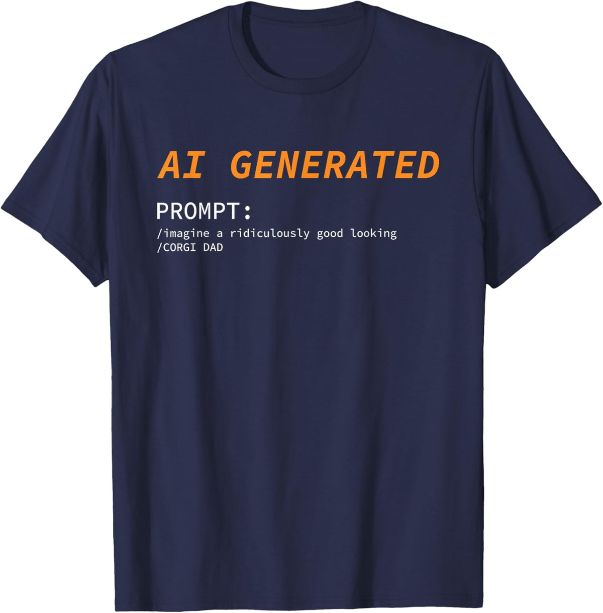 AI Generated Corgi Dad Dog Owner Prompt Humor T-Shirt - Navy Blue