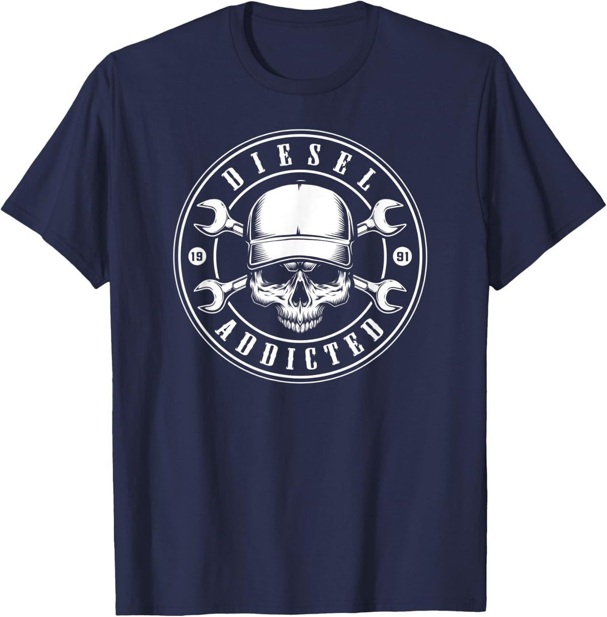 Mens Trucker Apparel for Diesel Addicted truck driver hat vintage T-Shirt - Navy Blue