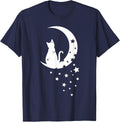 Cat Moon Star For Cat Lovers Kid Men Women T-Shirt - Navy Blue