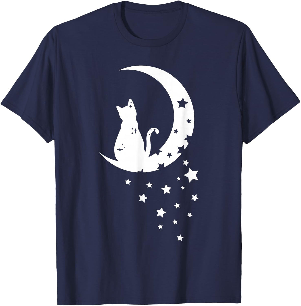 Cat Moon Star For Cat Lovers Kid Men Women T-Shirt - Navy Blue