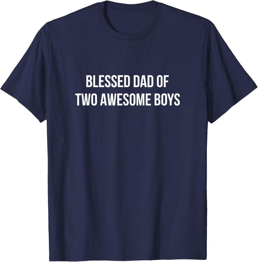 Blessed Dad Of Two Awesome Boys - T-Shirt - Navy Blue