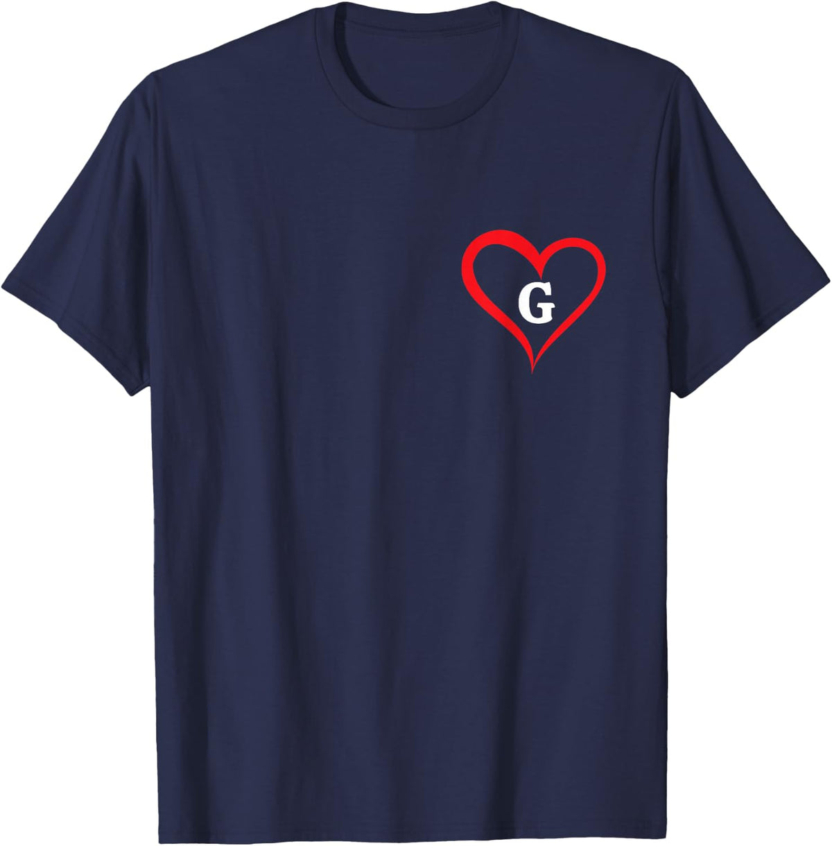 Heart with Letter G T-Shirt - Navy Blue