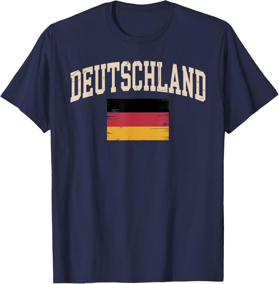 Deutschland Art for Men Women Kids German Flag Pride T-Shirt - Navy Blue