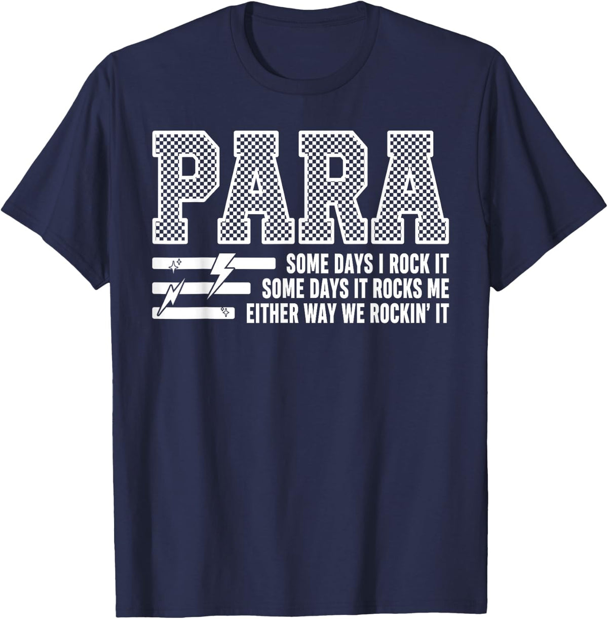 Checkered para Some Days I Rock It Funny para Squad T-Shirt - Navy Blue