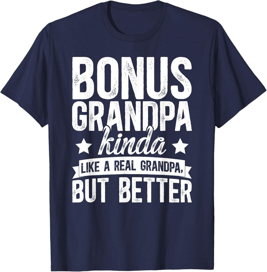 Bonus Grandpa Definition Step Grandpa Bonus Grandfather T-Shirt - Navy Blue