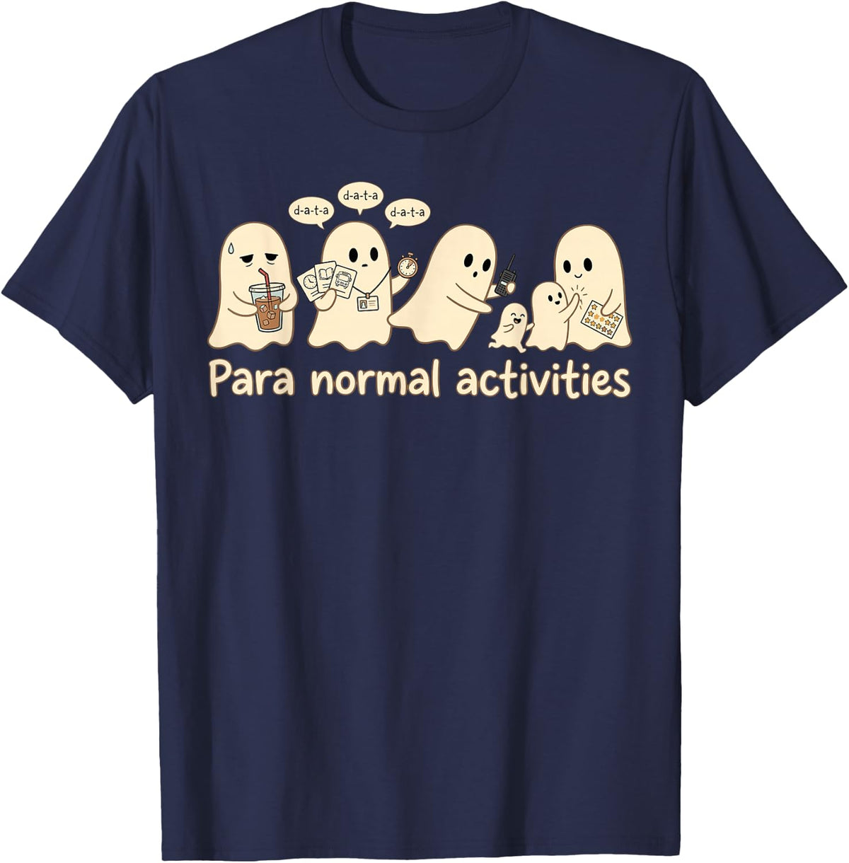 Ghost Cute para Normal Activities SPED Teachers Halloween T-Shirt - Navy Blue