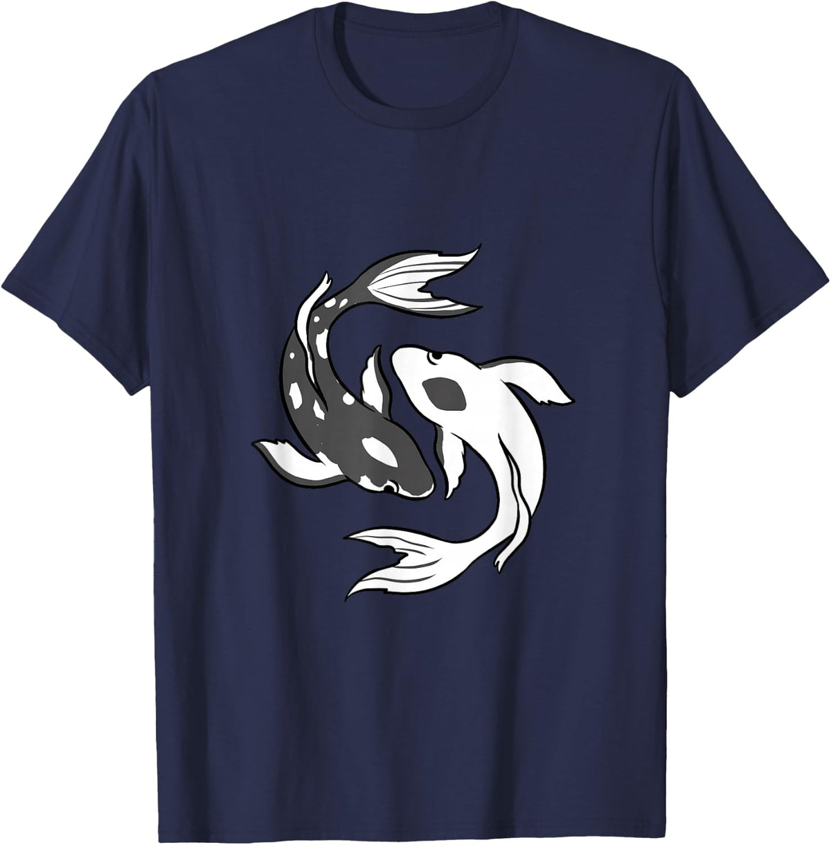 Yin And Yang Koi Fish T-Shirt - Navy Blue