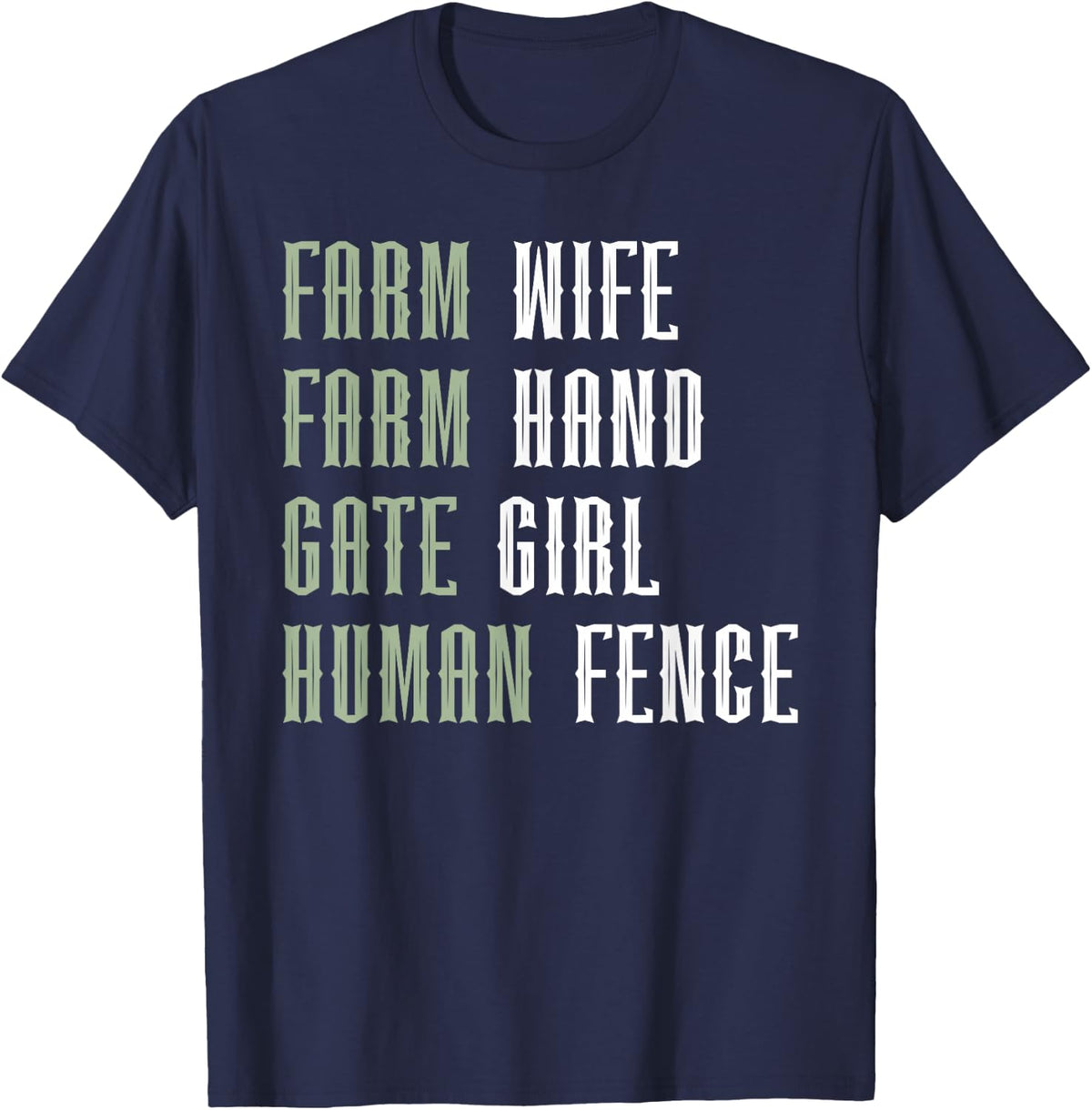 Farm Wife Tees for Women Farm Hand Gate Girl Farmer Wife T Shirts for Wife of a Farmer - Navy Blue